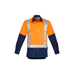 Syzmik Mens Hi Vis Spliced Industrial Shirt - Shoulder Taped