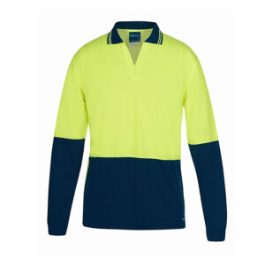 JB'S HI VIS L/S NON BUTTON POLO