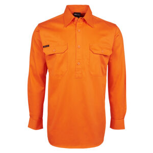 JB'S HI VIS L/S 190G FRONT CLOSE SHIRT