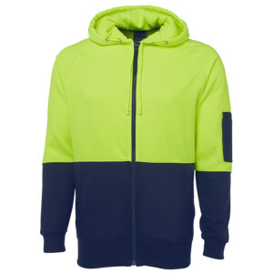 JB'S HI VIS FULL ZIP FLEECY HOODIE