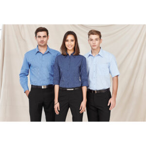 BIZ LADIES MICRO CHECK 3/4 SLEEVE SHIRT