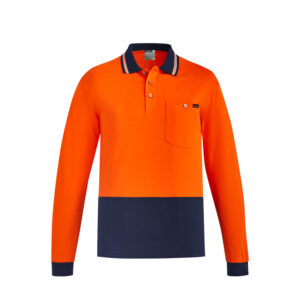 Syzmik Mens Hi Vis Cotton Long Sleeve Polo