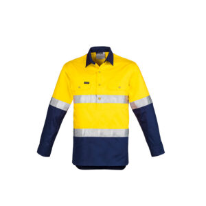 Syzmik Mens Hi Vis Closed Front Long Sleeve Shirt - Hoop Taped