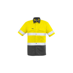Syzmik Mens Rugged Cooling Taped Hi Vis Spliced Short Sleeve Shirt