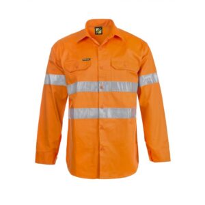 NCC HI VIS LONG SLEEVE COTTON DRILL SHIRT WITH CSR REFLECTIVE TAPE