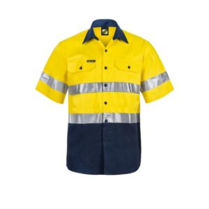 NCC HI VIS TWO TONE SHORT SLEEVE COTTON DRILL SHIRT WITH CSR REFLECTIVE TAPE