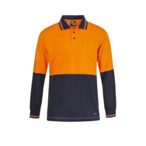 NCC HI VIS TWO TONE LONG SLEEVE COTTON BACK POLO WITH POCKET