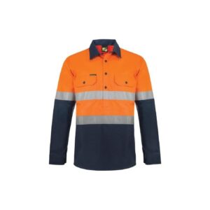NCC HI VIS TWO TONE HALF PLACKET COTTON DRILL SHIRT WITH SEMI GUSSET SLEEVES AND CSR REFLECTIVE TAPE