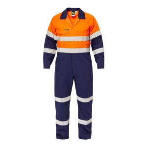 NCC HI VIS TWO TONE COTTON DRILL COVERALLS WITH INDUSTRIAL LAUNDRY REFLECTIVE TAPE