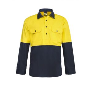NCC HI VIS TWO TONE HALF PLACKET COTTON DRILL SHIRT WITH SEMI GUSSET SLEEVES