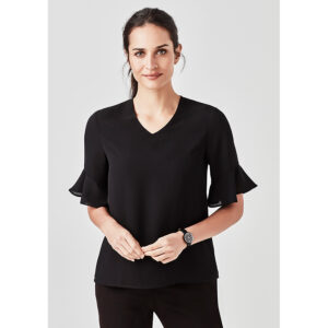 Biz Corp Womens Aria Fluted Sleeve Blouse