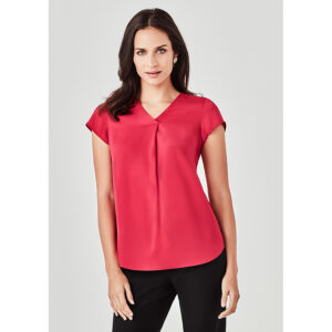 Biz Corp Womens Kayla V-neck Pleat Blouse
